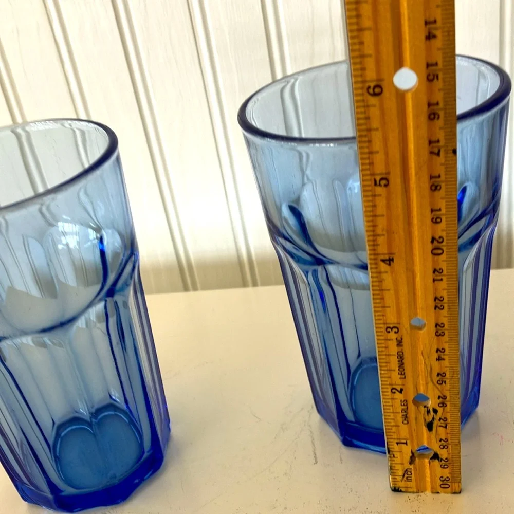 IKEA Cobalt Blue Glass Tumbler Pair, 10 Ounces, Made In France